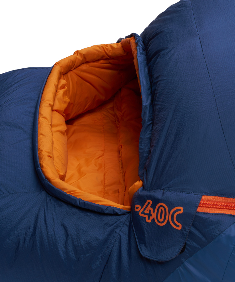 Спальный мешок пуховый Yeti-40C right (Regular, 9723/деним/оранжевый, , , , , )