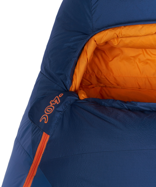 Спальный мешок пуховый Yeti-40C right (Regular, 9723/деним/оранжевый, , , , , )