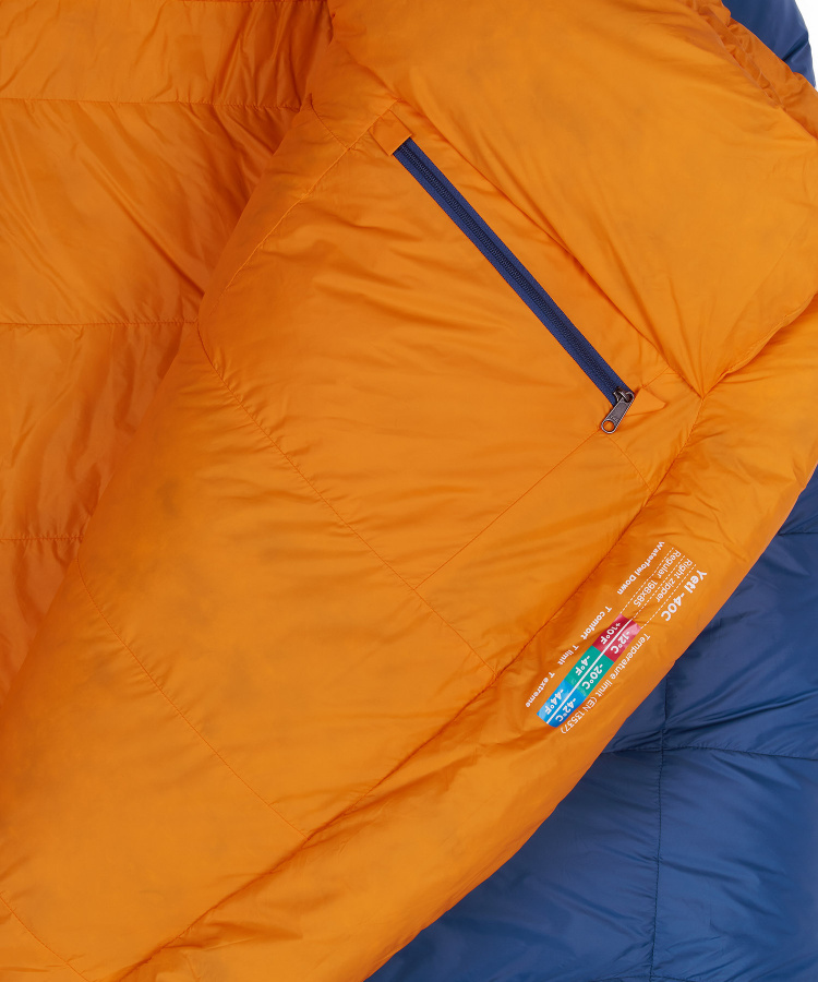 Спальный мешок пуховый Yeti-40C right (Regular, 9723/деним/оранжевый, , , , , )