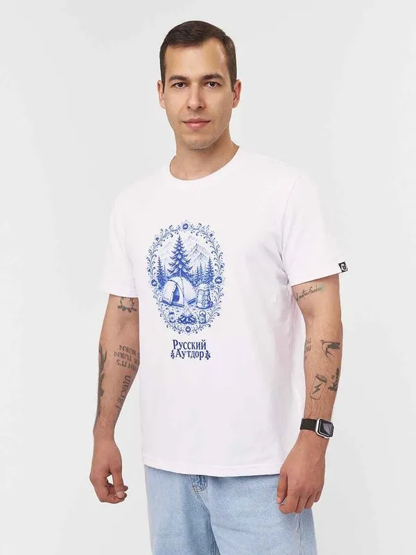 Футболка мужская, модель 30-00 (XL, 8082/белый/синий, , , )