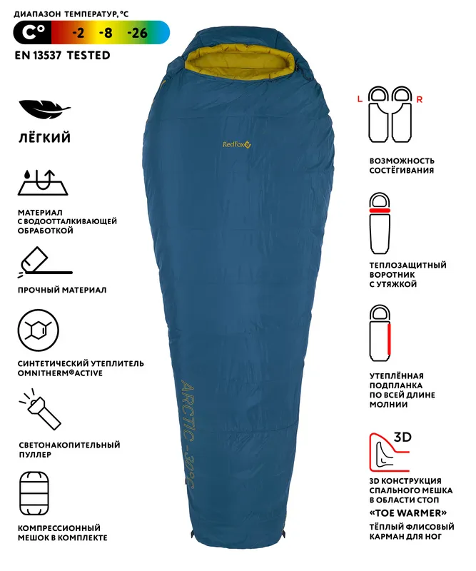 Спальный мешок Arctic-30C left (Regular, 6942/нептун/эвкалипт, , , , )