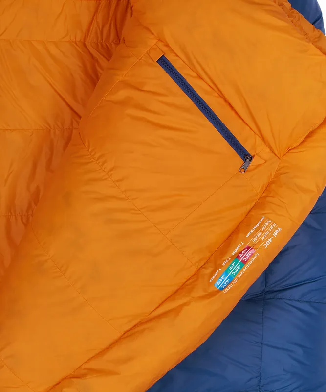 Спальный мешок пуховый Yeti-40C right (Regular, 9723/деним/оранжевый, , , , , )